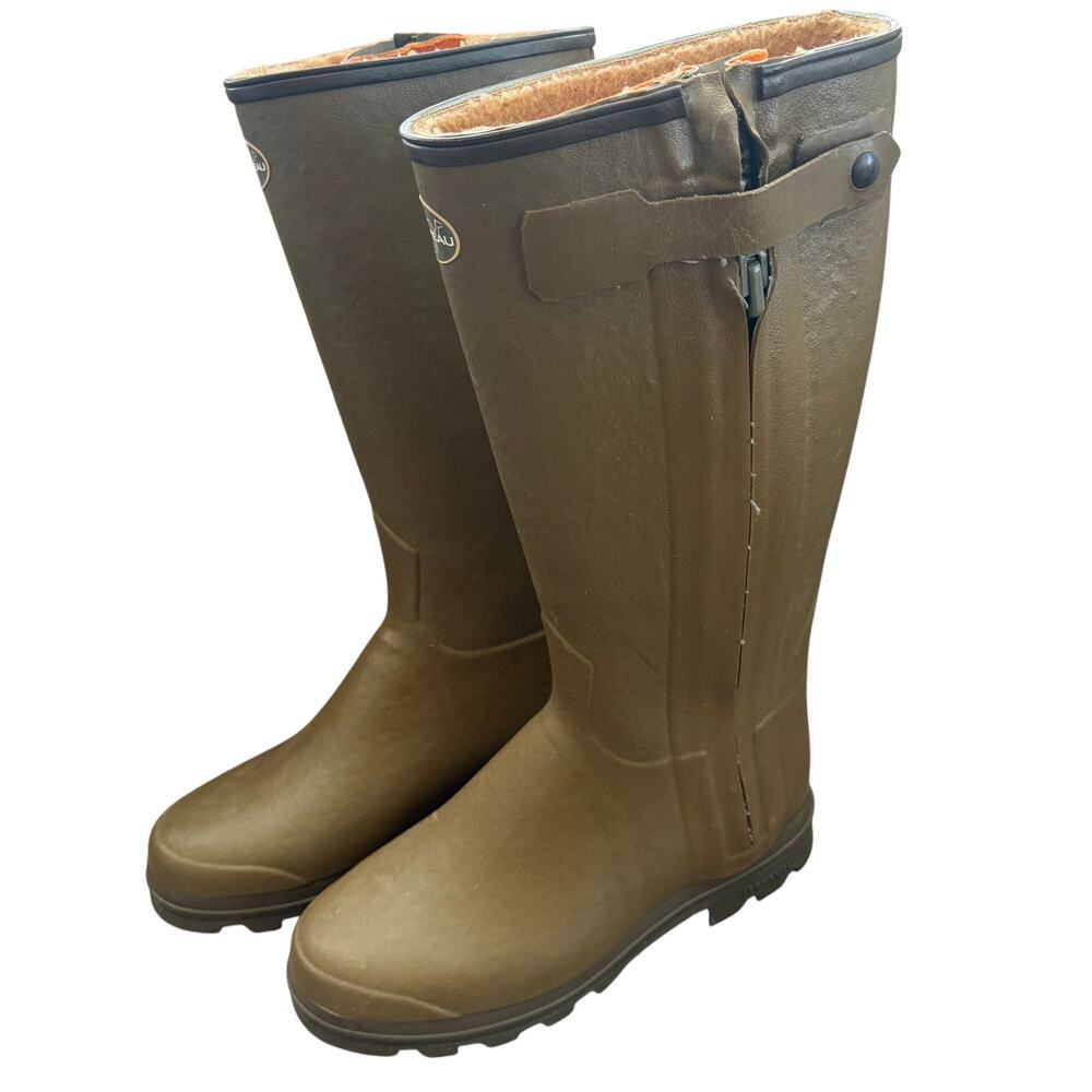 Le Chameau Chasseur Green Classic Wellington Rubber Boot Fleece Lined Mens 11.5